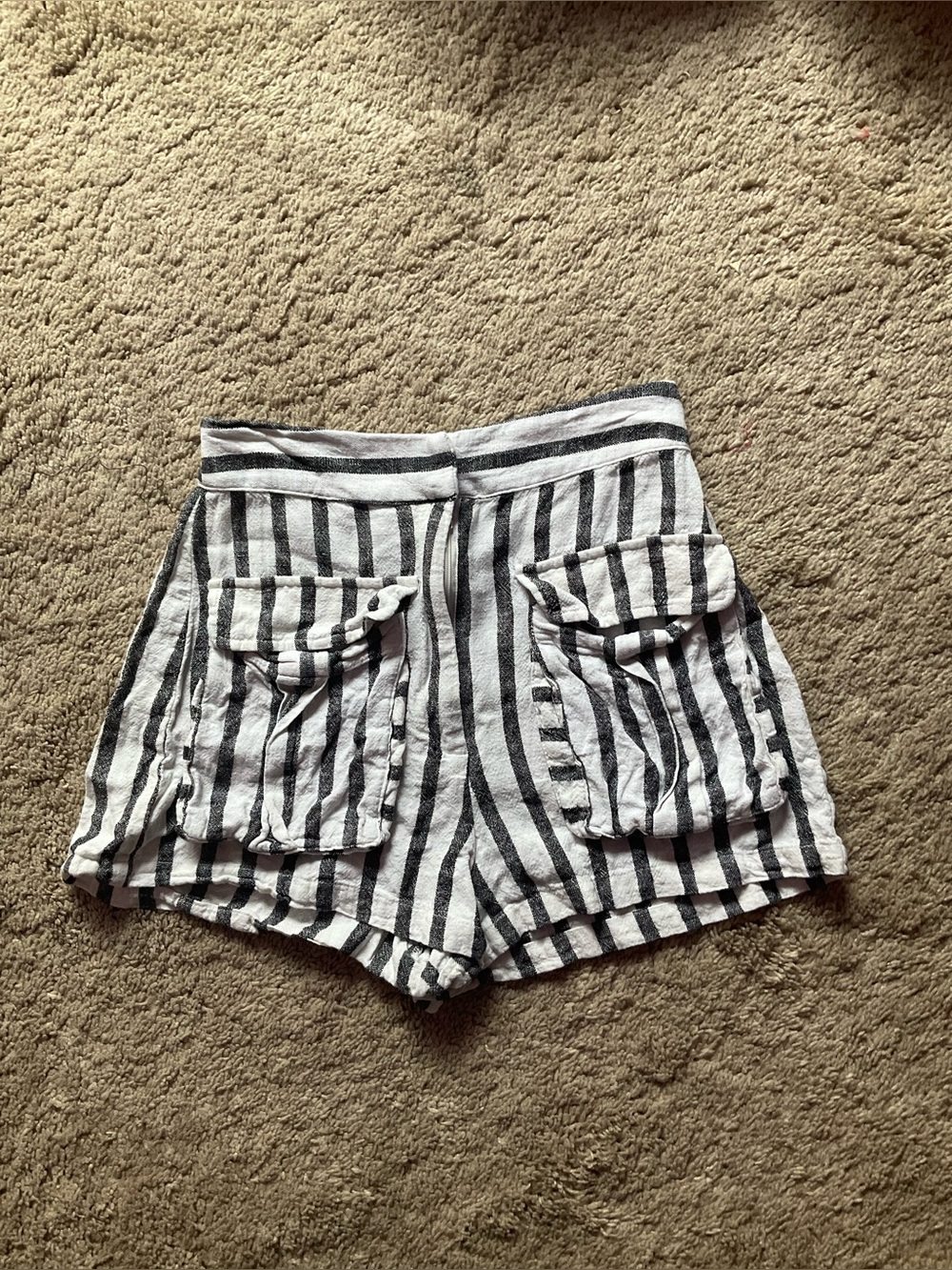 Forever 21 Black & White High-Waist Striped Shorts
